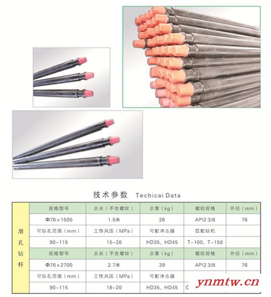 潜孔钻杆瑞克钻具Φ76*1500其他矿山施工设备及配件、