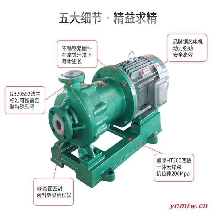 JiangNan/江南 内衬氟塑料磁力泵 压滤机专用入料泵 强酸碱泵 IMD65-50-160